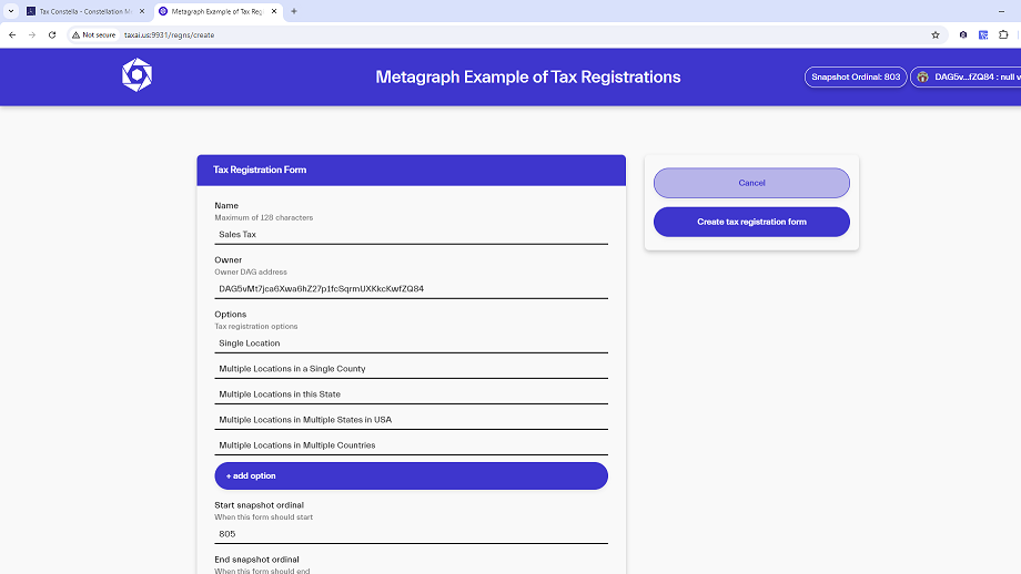 Tax Registration Form