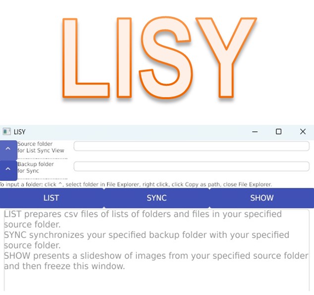 LISY app for listing, backing-up, and viewing a folder
